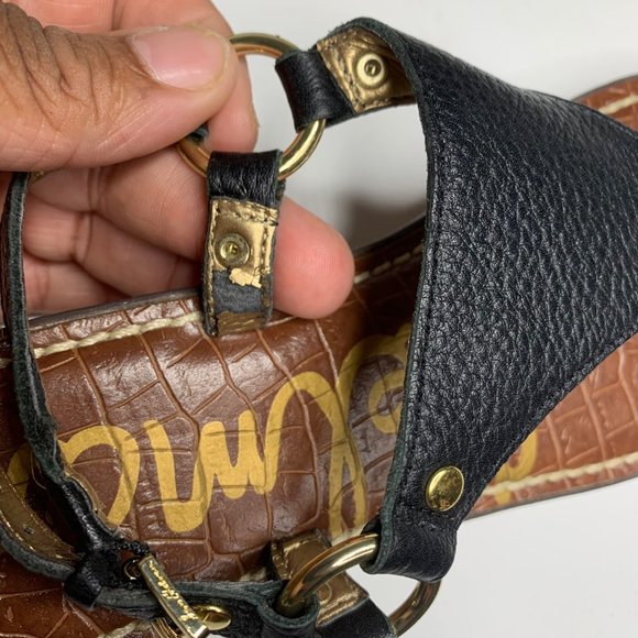 Sam Edelman Black Leather Thong Sandal Size 6 - Picture 4 of 6